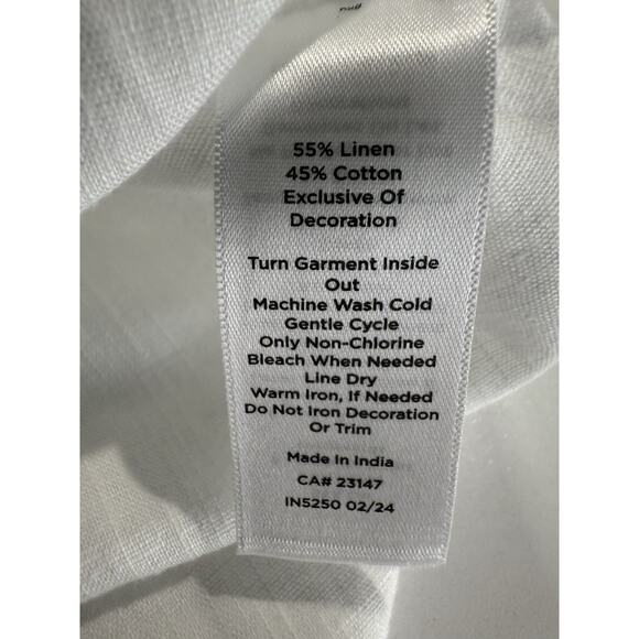 Talbots Palm Embellished Linen Popover Top Sz 2XP Resortwear Vacation Beach - Picture 12 of 13